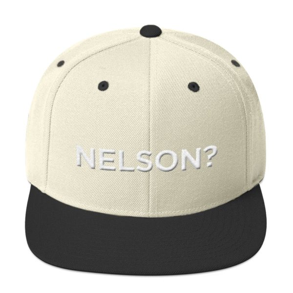 white and black "Nelson?" baseball cap