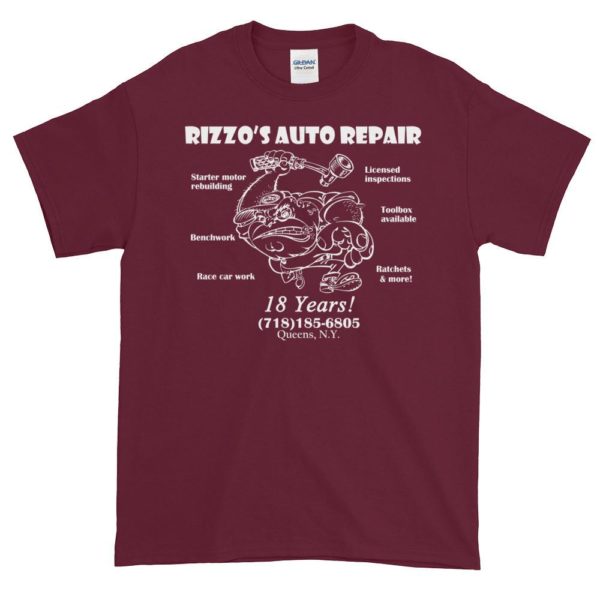 wine red Rizzo's Auto Repair Jerky Boys T-shirt