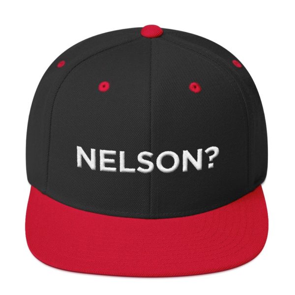 black and red "Nelson?" baseball cap