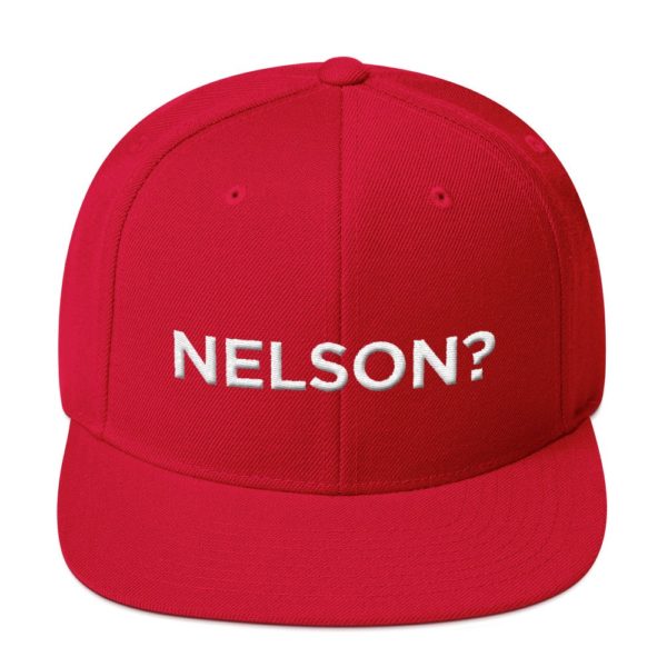 red "Nelson?" baseball cap